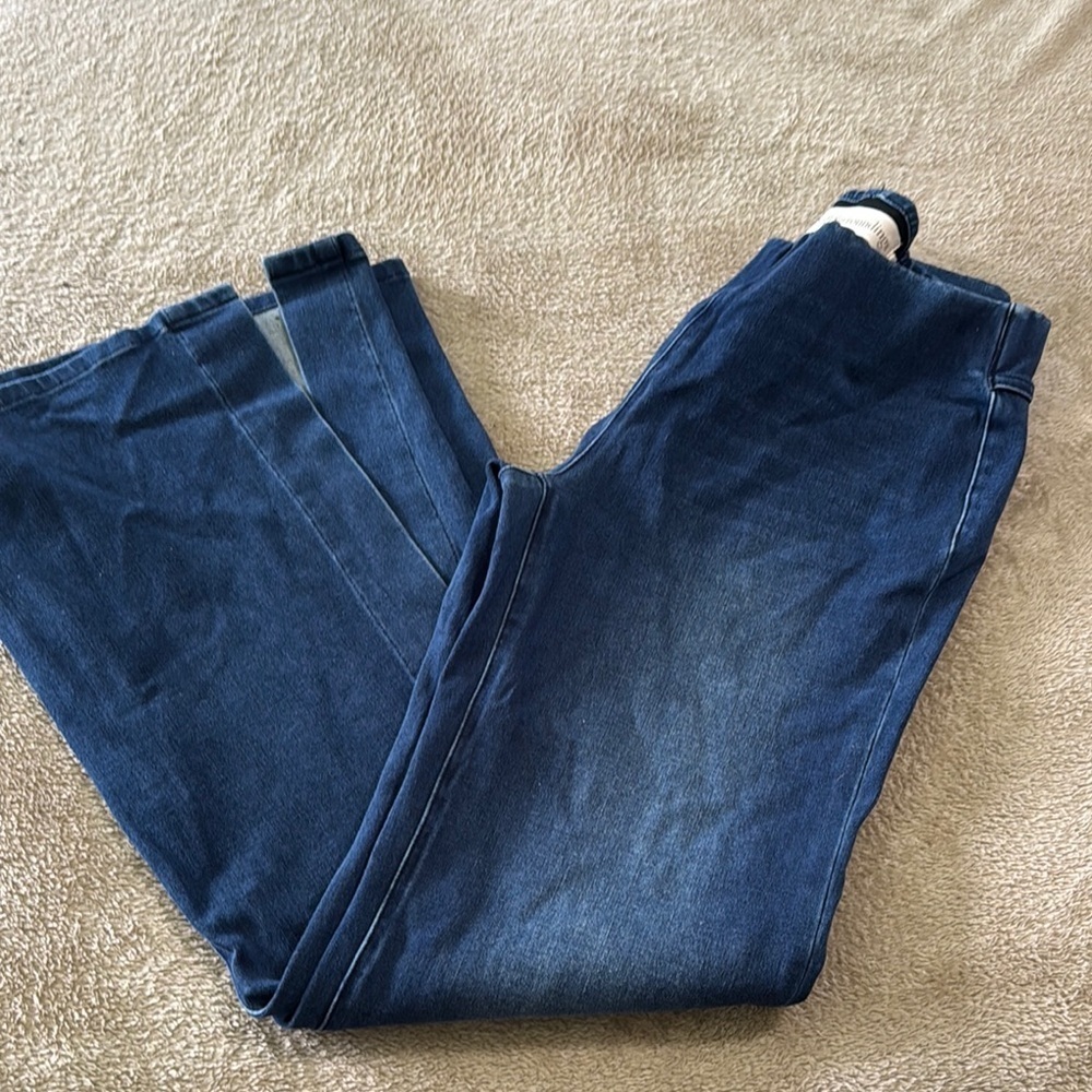 Soft Surroundings Boho chic Flare Split V Tummy Control Straight Leg Jeans‎ - Picture 3 of 9